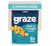 Graze Salt & Vinegar Crunch - Vegan Savoury Snacks Sharing Bags, High in Fibre, Natural Flavours - Packaging may vary - (6 x 100g Sharing Bags)