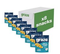 Graze - Salt & Vinegar Snacks - Healthy Alternative for Crisps, Mixed Nuts & Pretzels - Ideal if you Love Corn, Broad beans and Corn hoops mixed Savoury Vegan Snacks (8x100g pack)