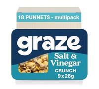 Graze - Salt & Vinegar Snacks - Healthy Alternative for Crisps, Mixed Nuts & Pretzels - Ideal if you Love Corn, Broad beans and Corn hoops mixed Savoury Vegan Snacks (18x28g pack)