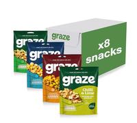 Graze -Savoury Snacks bundle - Chilli & Lime, Salt & Pepper, Salt & Vinegar, Smoky BBQ - Vegan snacks, High in protein - Pack of 8 snacks