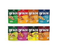 Graze - Savoury Snacks Selection Box - Healthy Snacks Alternative to Crisps, Mixed Nuts & Pretzels -Marmite, Sweet Chilli, BBQ, Chilli&Lime, Peri Peri, Salt&Pepper, Salt&Vinegar, Honey Roast- 8x100g