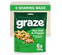 Graze Sea Salt & Pepper Veggie Protein snacks - Vegan Snacks, High in Protein & Fibre - Packaging may vary - (6 x 100g Snacks)