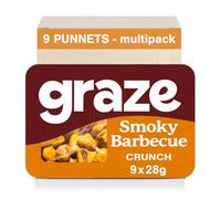 Graze Smoky Barbecue Crunch - Vegan Savoury Healthy Snacks, High in Fibre, 125 kcals per portion, Natural Flavours (9 x 28g Snacks)