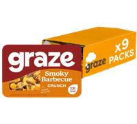 Graze Smoky Barbecue Crunch - Vegan Savoury Healthy Snacks, High in Fibre, 125 kcals per portion, Natural Flavours (9 x 28g Snacks)