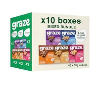 Graze Snacks-Selection box-Total 10 Snack Box, Lunchbox snacks, Vegan snacks - Packaging may vary - 40x30g of at least 45% less sugar than average Cereal bars