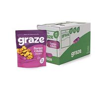 Graze - Sweet Chilli Snacks - Healthy Alternative for Crisps, Mixed Nuts & Pretzels -Ideal if you Love Corn, Broad beans and Corn hoops mixed Savoury Vegan Snacks (6x100g pack)
