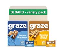 Graze - Sweets Healthier Snacks - Oats bars Selection - Banana & Blueberries & Lemon Oat & Snack bars - Packaging may vary - Box of 56 Vegan Snacks
