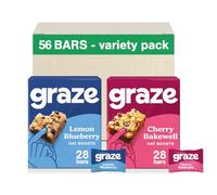 Graze Variety Box - Big Pack Selection - Blueberries & Lemon Healthy Snacks & Cherry Bakewell Oat Snack bars - Box of 56 Snacks - Packaging may vary - (56x30g)