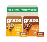 Graze Variety box including - Snacks Oats bars Selection - Banana oats Oats bars & Chocolate Orange oats Oats & Snack bars - Box of 56 vegan snacks - Packaging may vary - (56x30g)