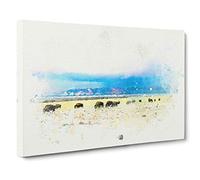 Grazing Bison in Utah in Abstract Canvas Print for Living Room Bedroom Home Office Décor, Wall Art Picture Ready to Hang, 30 x 20 Inch (76 x 50 cm)