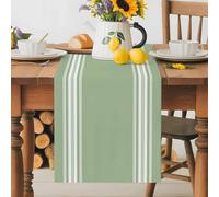 Grazing Green White Strips Table Runner 70 Inches Long,Table Runners Kitchen Dining Tables Decoration for Home Party Decor, Simple Art Tables Runner Wedding Dresser Scarf