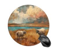Grazing in The Fields Mouse Pad - Ultra Thin, 7.8 Inch Round Mousepad with Non-Slip Rubber Base, Waterproof Mouse Mat for Office, Gaming