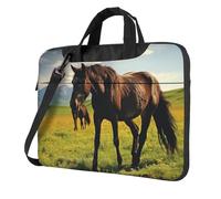 Grazing wild horses Laptop Bag Shockproof Computer Carrying Case with Shoulder Strap Messenger Shoulder Bag Briefcase 13 inch