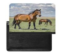 Grazing Wild Horses Passport Holder Passport Cover Protector Essentials with Credit Card Slots for Women Men