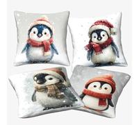GRBASNDOU 4 Throw Pillow Covers with Christmas Motifs for Decorating Sofas, Creating A Warm Welcome at Indoor And Outdoor Events 50x50cm