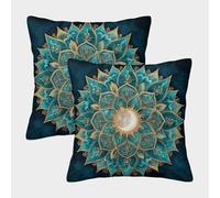 GRBASNDOU Velvet Cushion Covers Set of 2 - UV Resistant Throw Pillow Cases with Hidden Zipper for Garden, Patio, And Indoor Living Room Use 50x50cm