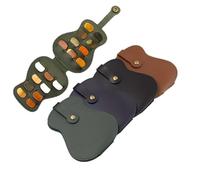 GRBVFDS Leather Guitar Pick Holder Case,Handmade PU Leather Guitar Plectrum Holder with 18 Slots for Guitar Picks (green)