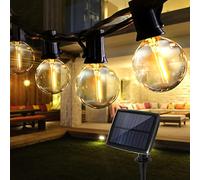 GRCFBQ Solar String Lights, 18ft/5.5m 10 LED G40 Bulbs Garden, 4 Modes Warm White Powered Waterproof, Festoon Fairy for Patio Yard Party