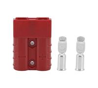 Grcfumo 1 Pc 50A 600V Connector, Plug Mounting Panel, 50A 600V Connector Double Pole High Current Power Supply Plug Connector for Solar Panel Dual Battery System (1 Set Red)