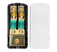 Grcfumo 1 Pc Audio Power Holder, Car Stereo Audio Led Display Digital Voltage Inline, 1 In 2 Out 0 4 AWG to 4 8 AWG Box with Transparent Cover for Car Truck Boat RV