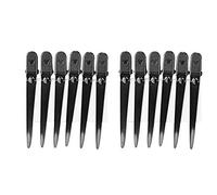 Grcfumo 12 Pcs Hair Styling Clips, Sectioning Hair Clips, Color Steel Duck Billed Hair Clips, Rustproof Hair Cutting Clips for Barber, Hairdresser and Women (Oro) (Negro)
