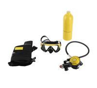 Grcfumo 1L Mini Scuba Tank Diving Set, Portable Scuba Diving Tank Equipment with Breather, Relief Valve, Scuba, Strap and Diving Goggles, Underwater Breathing Device for Snorkeling (Yellow)