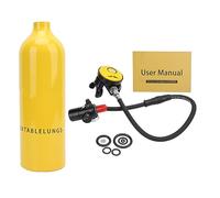Grcfumo 1L Mini Scuba Tank Diving Set, Portable Scuba Diving Tank Equipment with Breather, Relief Valve, Underwater Breathing Device for Snorkeling (Yellow Oxygen Bottle)