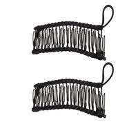 GRCFUMO 2PCS Banana Hair Clips, Metal and Woven Banana Hair Grip, Vintage Clincher Comb Banana Hair Grip for Work, Writing, Reading, School, Office (Black)