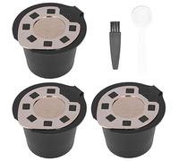 GRCFUMO 50ML Coffee Capsule Pods Cup, Reusable Stainless Steel K Cup Coffee Filters with Spoon Brush, Refillable Pod for Nespresso (Color Box 3 Gold Plated + Spoon Brush)