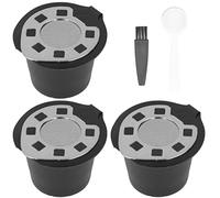 GRCFUMO 50ML Coffee Capsule Pods Cup, Reusable Stainless Steel K Cup Coffee Filters with Spoon Brush, Refillable Pod for Nespresso (Color Box 3 Chrome Plated + Spoon Brush)