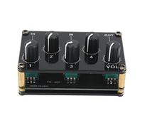 GRCFUMO Audio Mixer, 4 Channel Audio Mixer, Portable Stereo Audio Mixer, Passive Audio Mixer 4 Input 1 Output Mini Sound Board Console for Audio