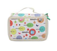 Grcfumo Cartoon Colored Pencil Case, PU Leather Pen Case Organizer Holder with Zip, Individual Slots Foldable Colored Pencil Bag for Brush, Gel Pen, Watercolor Pencil (4 Layers 72 Holes)