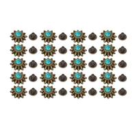Grcfumo Daisy Decorative Conchos, 20 Set Simulation Turquoise Rivets, Vintage Western Screwback Buttons for Leather Belts (Green)