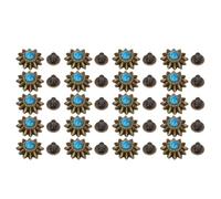 Grcfumo Daisy Decorative Conchos, 20 Set Simulation Turquoise Rivets, Vintage Western Screwback Buttons for Leather Belts (Blue)