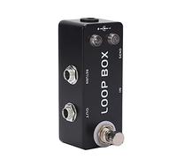 Grcfumo Guitar Loop Effect, Metal Black Mini Pedal True Bypass Channel Selection, Full Metal Shell Guitar Parts Accessories for Electric Bass
