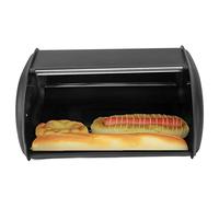 Grcfumo Iron Mirror Polished Small Bread Bin, Kitchen Cookies Bakery Storage Container, Black Drum Shaped Bread Storage Bin for Home Shop Office