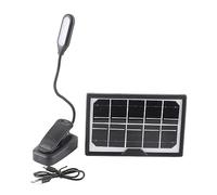 Grcfumo Solar Rechargeable Clamp Lamp, 5V Flexible Gooseneck Clip On Book Light, Eye Caring Warm Daylight White Light for Work Home Dorm Night