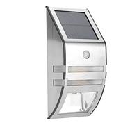 Grcfumo Solar Wall Light, PIR Motion Sensor LED Path Wall Light, Stainless Steel Garden Security Lamps for Outside, Backyard, Step (Stainless Steel)