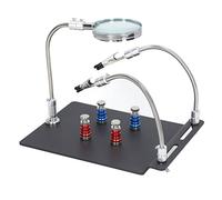 Grcfumo Soldering Helping Hands, Iron Adjustable Hands Soldering Station with 3X Magnifier, Flexible Arms Soldering Tool for Soldering, Assembly, Repair