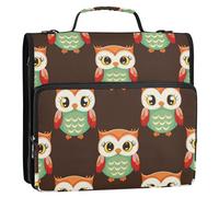 Grckit 3 Ring Zipper Binder with Shoulder Strap, 500 Sheets Capacity, Multi-Pocket Organizer for School/Office, 1.5 Inch D-Rings Zip Binder (Cozy Night Owls)