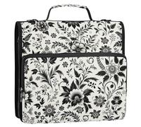 Grckit 3 Ring Zipper Binder with Shoulder Strap, 500 Sheets Capacity, Multi-Pocket Organizer for School/Office, 1.5 Inch D-Rings Zip Binder (French Vintage Floral)