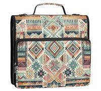 Grckit 3 Ring Zipper Binder with Shoulder Strap, 500 Sheets Capacity, Multi-Pocket Organizer for School/Office, 1.5 Inch D-Rings Zip Binder (African Batik Bohemia)