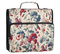 Grckit 3 Ring Zipper Binder with Shoulder Strap, 500 Sheets Capacity, Multi-Pocket Organizer for School/Office, 1.5 Inch D-Rings Zip Binder (Sweet Pea Flower)