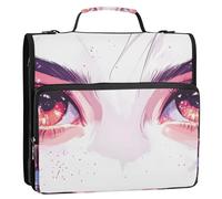 Grckit 3 Ring Zipper Binder with Shoulder Strap, 500 Sheets Capacity, Multi-Pocket Organizer for School/Office, 1.5 Inch D-Rings Zip Binder (Anime Eyes)