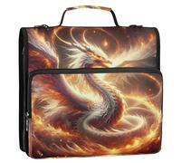 Grckit 3 Ring Zipper Binder with Shoulder Strap, 500 Sheets Capacity, Multi-Pocket Organizer for School/Office, 1.5 Inch D-Rings Zip Binder (Holy Fire Dragon)