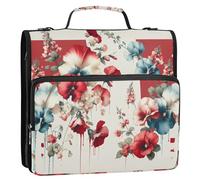 Grckit 3 Ring Zipper Binder with Shoulder Strap, 500 Sheets Capacity, Multi-Pocket Organizer for School/Office, 1.5 Inch D-Rings Zip Binder (Sweet Pea Flower)