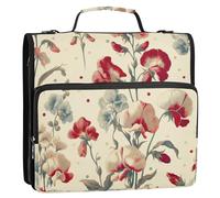 Grckit 3 Ring Zipper Binder with Shoulder Strap, 500 Sheets Capacity, Multi-Pocket Organizer for School/Office, 1.5 Inch D-Rings Zip Binder (Sweet Pea Flower)
