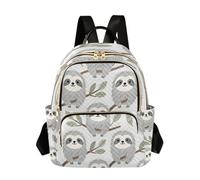 Grckit Adorable Cartoon Sloth Backpack for Women, 8.5L Lightweight Small Daypack with Zipper Pockets for Work Travel