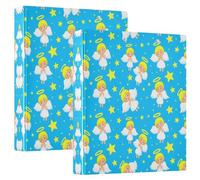 Grckit Angel Doodles Pattern 3-Ring Binder 1.5 Inch 2 Pack Round Ring Binder Holds 200 Sheets with 3 Inside Pockets for Office Home Organization