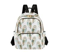 Grckit Barn Owl Pattern Backpack for Women, 8.5L Lightweight Small Daypack with Zipper Pockets for Work Travel